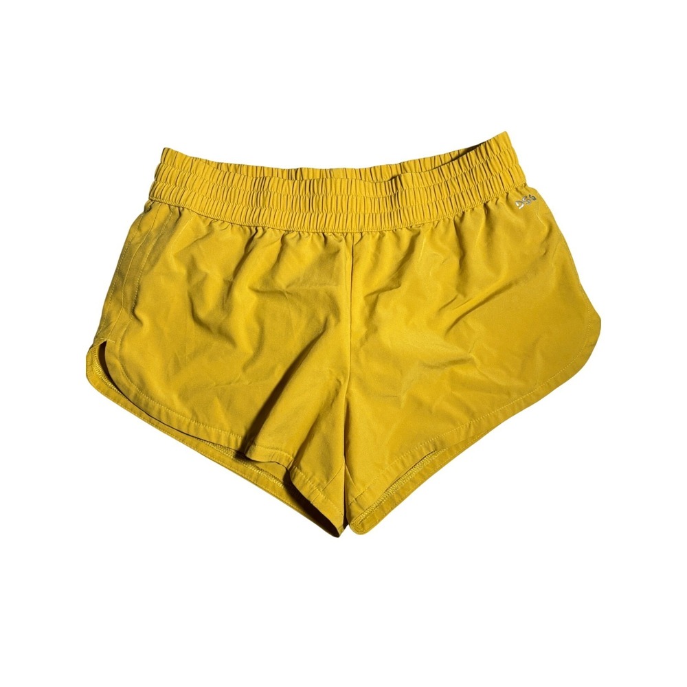 DSG Womens XS Running Shorts Mustard Yellow Elastic Waist Mesh Liner Trails Gorp